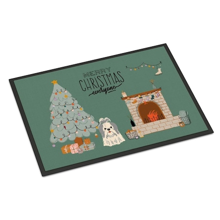 Carolines Treasures Carolines Treasures CK7648MAT 18 x 27 in. Silver White Shih Tzu Christmas Everyone Indoor or Outdoor Mat CK7648MAT